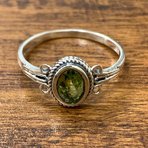 2.4 Grams Peridot <b>Ring</b> Casual Gemstone Bezel <b>Set</b> Rose Gold Plated Adjustable Size for Gift - Product Image 1
