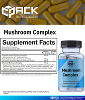 Complément alimentaire de haute qualité à base de complexe de champignons en capsules, marque privée, 60 capsules, usage adulte, vente en gros par le fabricant américain