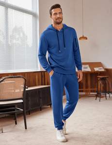 Chándal de lana de poliéster personalizado para hombre, con capucha y cremallera completa Sudadera, pantalones de Jogger sólidos para entrenamientos de gimnasio, entrenamiento deportivo, ropa informal de invierno - Product Image 6