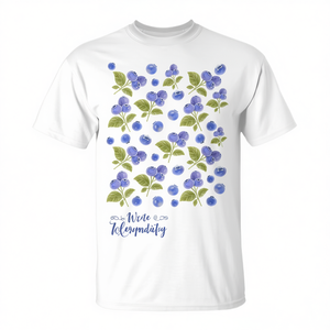 Camiseta unisex con estampado de acuarela de arándanos, cuello redondo, manga corta, impresión digital, para adultos - Product Image 2