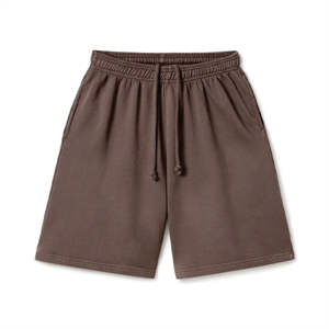 100% doux coton laine français éponge Shorts de haute qualité longues bretelles sueur poids lourd genou longueur garçons Shorts baggy - Product Image 4