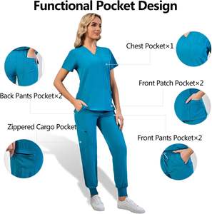 Confort Fit vente en gros Scrubs uniformes ensembles coton Polyester survêtement pantalon médecins infirmières hôpital médical gommage costumes - Product Image 2