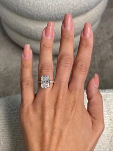 7.00 Carat Elongated Radiant F VVS1 VVS2 Lab Grown Diamond Engagement Ring 18k Rose Gold Solitaire Hidden Halo & Side <b>Stones</b> - Product Image 2
