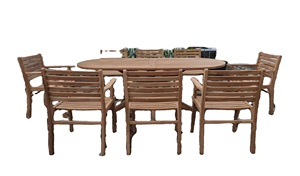 Ensemble de meubles d'extérieur en teck indonésien, chaises de patio modernes et table à manger ovale pour villa - Product Image 6