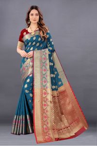 ชุดปาร์ตี้ผ้าส่าหรีผ้าไหมแบบมีชิ้นสำหรับผู้หญิงอินเดียส่าหรี - Product Image 2