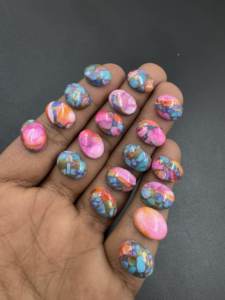 <b>Pink</b> Oyster Copper Turquoise Smooth Oval Shape Cabochon High Quality Loose Gemstone for Jewelry Making 12x16mm Wholesale Lot - Product Image 3