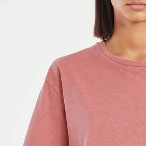 T-shirts en coton délavés à l'acide surdimensionnés élégants pour femmes T-shirts à col rond décontractés à séchage rapide pour vêtements d'été de tous les jours - Product Image 3