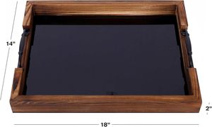 Élégant plateau de service en verre en bois pour le thé, le café, les collations et les desserts rehaussent la touche rustique de la ferme dans la cuisine et la salle à manger - Product Image 6
