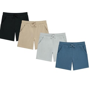 Vêtements pour enfants en coton molletonné de couleur bleue unie Sweat Short Kids Boy Casual Outdoor Gym Wear Baggy With Drawstring Short Breathable - Product Image 2