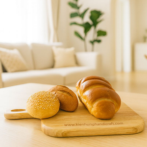 Planche à Servir en Bois de Caoutchouc Naturel avec Poignée pour Fromage Pain Fête Coupe en Bois - Product Image 1