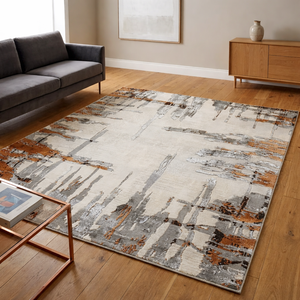 Alfombra de Pelo Medio para Uso Doméstico, Hecha a Mano con Lana/Seda, Diseño Abstracto Moderno, Ecológica, Antibacteriana, Antideslizante y Acolchada - Product Image 1