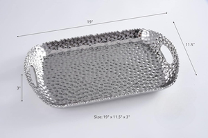 ถาดเสิร์ฟอาหารชุบนิกเกิลทรงสี่เหลี่ยมสีเงินทรงหอยเชลล์มีด้ามจับถาดของว่างสำหรับตกแต่ง - Product Image 6