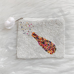 Pochette personnalisée arc-en-ciel champagne graine perlée portefeuille beau porte-monnaie avec des caractéristiques d'accessoires à la mode - Product Image 1