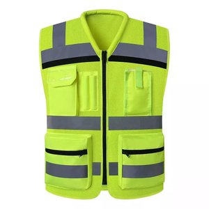 Chaleco de seguridad de diseño personalizado con múltiples bolsillos y color reflectante naranja de seguridad con bolsillos azules - Product Image 3