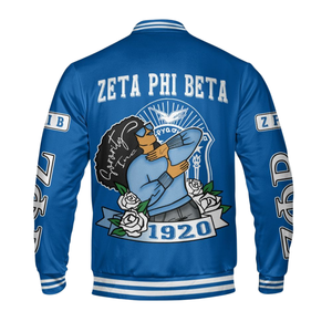 Zeta Phi Beta 1920 Sororité Bleu Blanc ZPB Varsity Letterman Veste Vie Grecque Chenille Patch Fondateurs Day Wear - Product Image 5