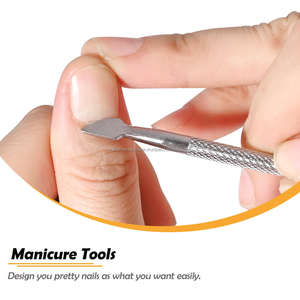 Ensemble d'outils de manucure professionnels réutilisables en acier inoxydable à double extrémité : repousse-cuticules et râpe à pieds pour le nettoyage des ongles - Product Image 6