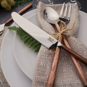 Beautifully Crafted <b>Wood</b> and Steel Cutlery Mirrored Polish Eco-Friendly Metal Kitchen <b>Cooking</b> <b>Utensil</b> for Nonstick Cookware - Product Image 4