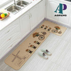 Ensemble de tapis de cuisine personnalisés, dessus en lin, fond en caoutchouc, absorbant l'eau, lavable, tapis décoratifs personnalisés, style moderne, nouveauté - Product Image 2