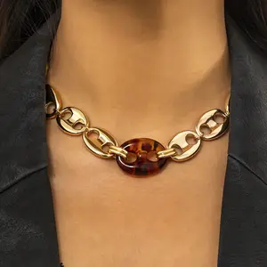 Di alta qualità stile Hip Hop resina Chunky catena girocollo pieno di oro dichiarazione collana per le donne ragazze