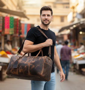 <b>Leather</b> Travel Hand <b>Bag</b> For <b>Men</b> Sturdy And Stylish Design Comfortable Handle Perfect For Office Trips Weekend Travel And Daily - Product Image 1