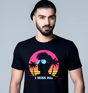 Vibrant 80s Retrowave T-shirts pour hommes Polyester/coton respirant Couleurs néon à la mode Conceptions personnalisables Vêtements à la mode pour - Product Image 3