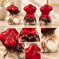Figurine de torse féminin en agate de feu de 8,5 cm, statue de corps de femme en cristal poli, décoration artistique en pierre