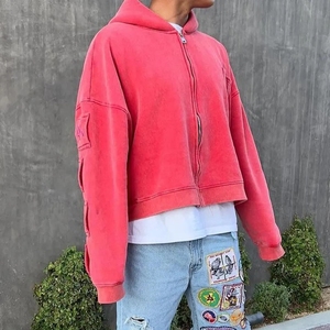 Vente en gros de sweats à capuche 100% coton éponge française lavés à la pierre pour hommes vintage délavés à l'acide surdimensionnés Boxy Fit Lose Hoodies - Product Image 4