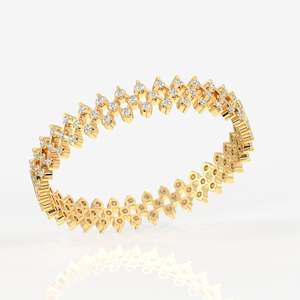 Brazalete de Oro de 18K con Diamante Moissanite de Corte Redondo, Elegante Brazalete - Product Image 3
