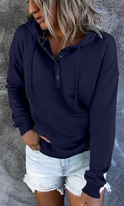 Sweat-shirt à capuche tie-dye à manches longues pour femme, décontracté, surdimensionné, en spandex, taille XS, col zippé, boutonné, doux et confortable - Product Image 2