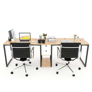 โต๊ะทำงานสำนักงานสไตล์มินิมอลโมเดิร์น รุ่น BD68064 ขนาด 240x60x75 ซม. พร้อมฐานตู้ไม้ในตัว เฟอร์นิเจอร์หรูหราสำหรับใช้งานสองคน - Product Image 2
