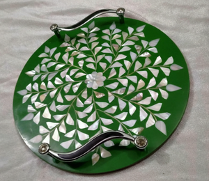 Plateau rond en nacre haut de gamme au design artistique raffiné pour la décoration du Ramadan et des mariages, et l'accueil élégant - Product Image 4