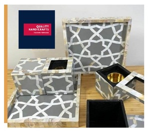 Ensemble cadeau arabe Ramadan bois nacre incrustation Mubkhar Bakhoor brûleur plateau Oud encensoir os incrustation rose parfum pour le Moyen-Orient - Product Image 1