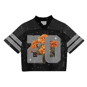 เสื้อฟุตบอลตาข่ายอเมริกันแบบเรียบเสื้อยืดแฟนกีฬาฮิปฮอปสำหรับฝึกซ้อมกีฬา - Product Image 2