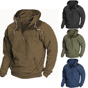 Custom <b>Men's</b> Hooded Sweatshirts with Zip Pockets Solid Color Casual Streetwear Pullover Coat Fabric with Print Design - Product Image 6
