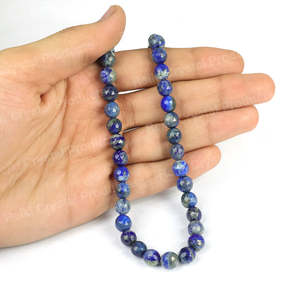 Perles en vrac facettées en Lapis Lazuli de qualité AAA, 8 mm, 45-50 pièces pour la fabrication de bijoux, bracelets, colliers Mala - Product Image 3