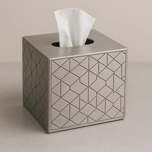 Couvercle de boîte à mouchoirs en métal doré texturé de luxe élégant porte-serviettes étui à mouchoirs décoratif moderne distributeur de table contemporain - Product Image 4