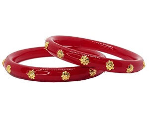 Handcrafted <b>Red</b> Resin <b>Bracelet</b> with Brass Inlay Luxury Designer Bangle for Womens Fashion Jewelry Lightweight Under 10mm - Product Image 4