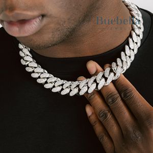 Joyería de moissanita fina de plata 925 para hombre, cadena de eslabones cubanos helados de oro blanco de 19MM y 18K, cadena de eslabones cubanos helados de oro blanco de 19MM y 18K para - Product Image 2