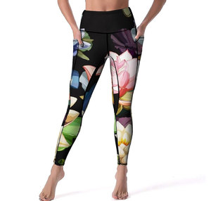Custom women floroal <b>leggings</b> with logo stretch fabric OEM fitness <b>leggings</b> for gymwear activewear and promotional events - Product Image 3
