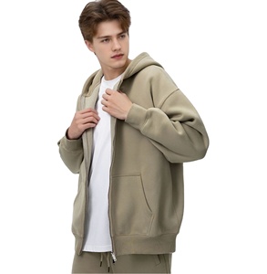 Sweat à capuche zippé avec poches kangourou Veste polaire en coton doux pour tenue décontractée Sweats à capuche zippés pour hommes à la mode - Product Image 1
