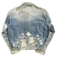 Veste en jean vintage sur mesure OEM pour hommes, denim délavé à l'acide, broderie de boutons, streetwear patchwork pour l'hiver