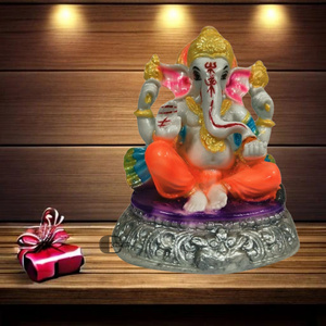 Statue de Ganesh Ji en polyrésine, modèle artisanal, peint à la main, décoration religieuse traditionnelle, Pooja, mariage, maison, fond indien - Product Image 2