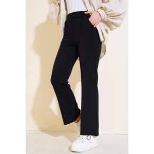 Pantalones casuales plisados de Velcro negro para niños, cintura elástica larga, opciones de cintura media, apliques de tela de gasa transpirable - Product Image 3