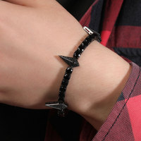 Vente en gros de bracelets Hip Hop classiques pour hommes Zircon taille princesse en acier inoxydable plaqué argent cadeau de fête Design glacé