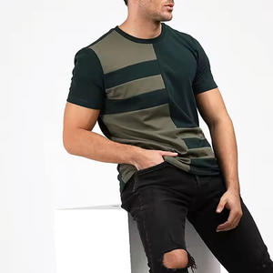Camisetas estampadas para hombre con estilo, bloque de color geométrico, diseño de retazos a la moda, informal, manga corta, cuello redondo, ropa de calle - Product Image 2