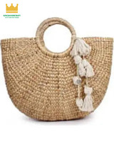 Nouveau sac de plage en paille à poignée ronde sac de paille marocain fait à la main Vietnam sac fourre-tout en paille Kinghandicraft Vietnam