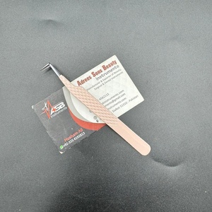 Pince à épiler professionnelle d'extension de cils Peach Nude Black Diamond Grip Pince à cils en acier inoxydable classique et Volume - Product Image 5