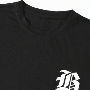 Camiseta con estampado de letras góticas Y2K y conjunto de Joggers con panel de contraste para hombres, ropa de calle personalizada con cordón en la cintura, traje de dos piezas - Product Image 4