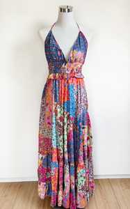 2025 dernière conception bohème Vintage Floral Club robe Sexy ample dos nu avec dentelle broderie en gros Logo coloré nouvelle robe - Product Image 4