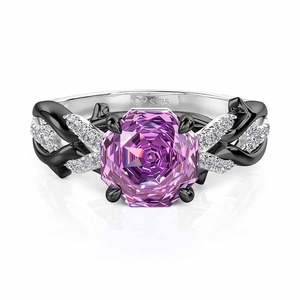 Jeulia Twisted Two-Tone Octagonal Rose Cut Zircon Engagement <b>Ring</b> in <b>Titanium</b> - Product Image 3